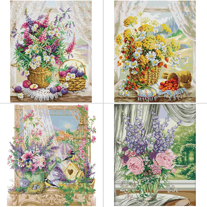 Textile Sewing Patterns - Padrões Floral Ponto Cruz Kit De