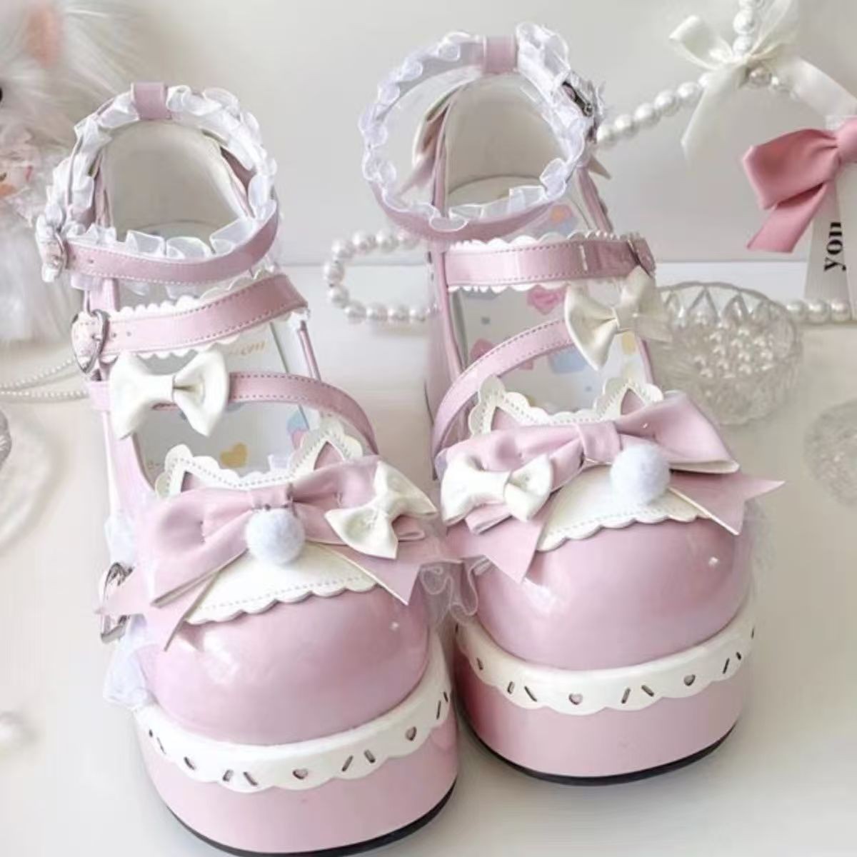 Sewing Nylon - Sapatos Plataforma Lolita para Meninas com